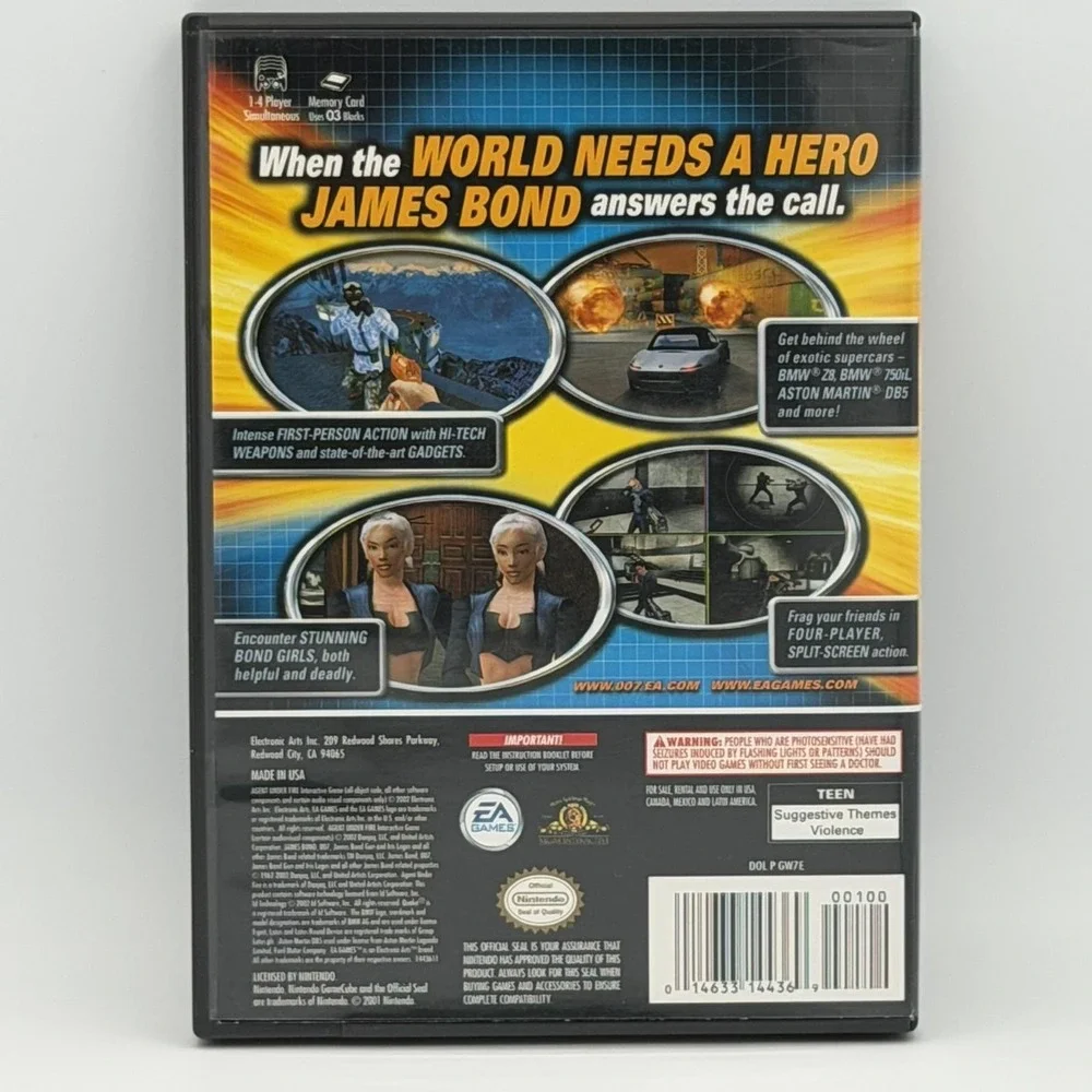 007 Agent Under Fire Nintendo GameCube Complete CIB EA 2002 NTSC-UC T James Bond